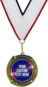 All Quality Patriot Custom Personalized Stars Design Medal | Choice of Ribbon | USA Flag Personalized Award