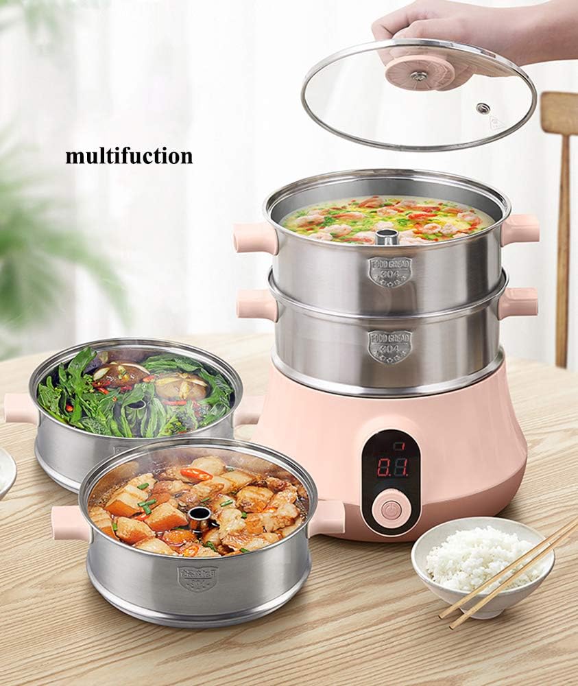 NEWTRY Electric Food Steamer 3-5 Tier Vegetable Steamer Multifunctional Stainless Steel for Cooking Vegetables Grains Meats Egg Stackable Baskets with Timer (4 Layer)