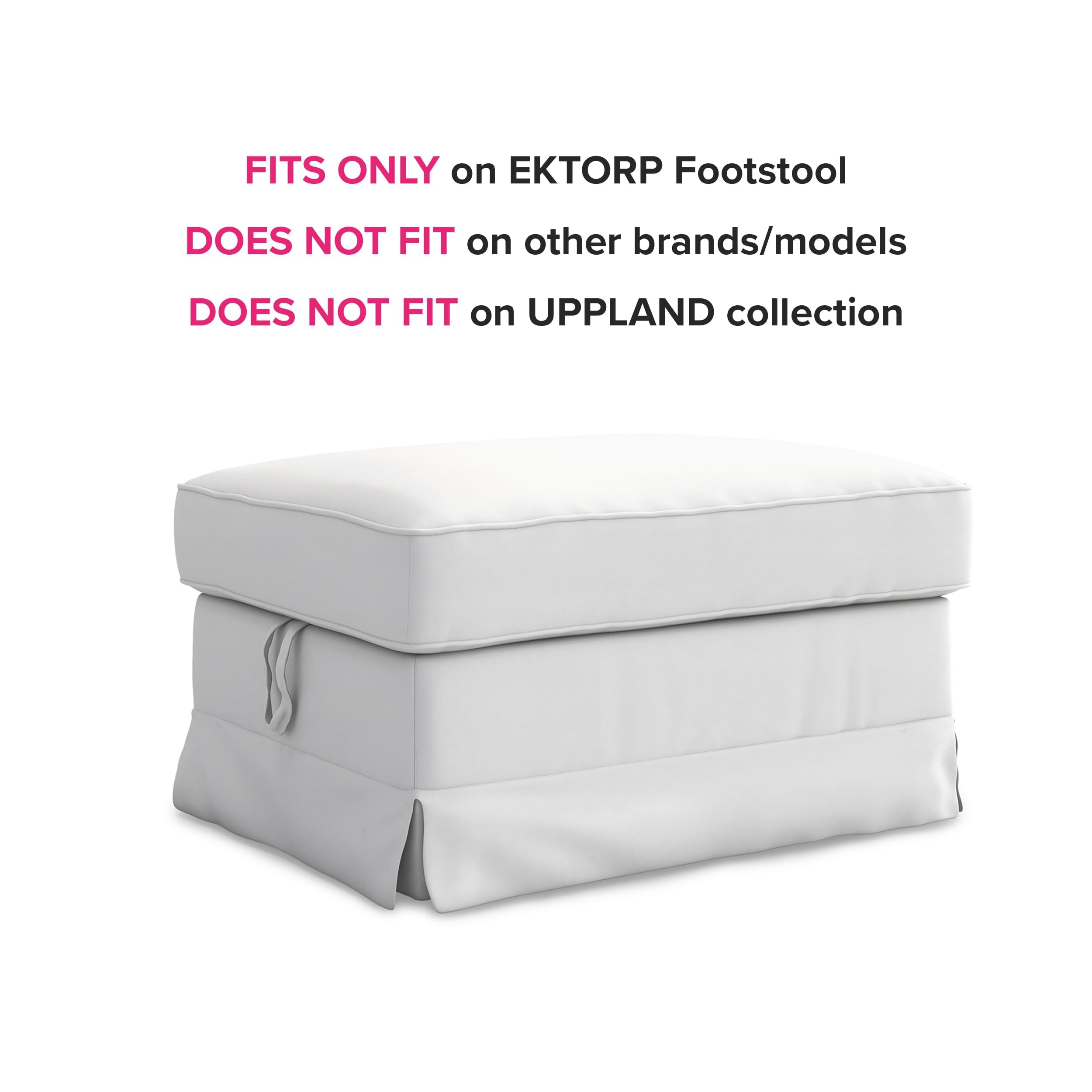MASTERS OF COVERS Funda de Recambio Compatible Con Taburete Ektorp de IKEA - Funda Para Puf, 82 x 62 x 44 cm (Blanco)