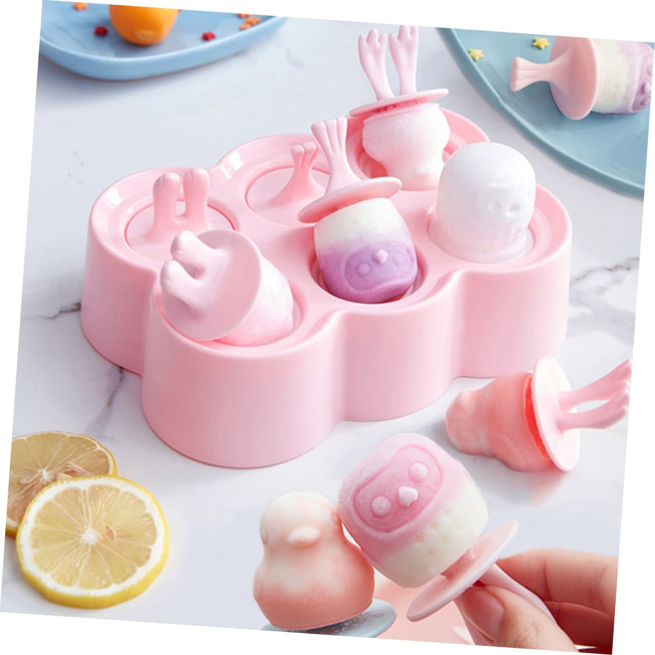 LABRIMP Moule à Glace en Silicone 4 Pièces, Motif Animal, Réutilisable et Facile à Nettoyer, Préparation DIY de Glaces Maison
