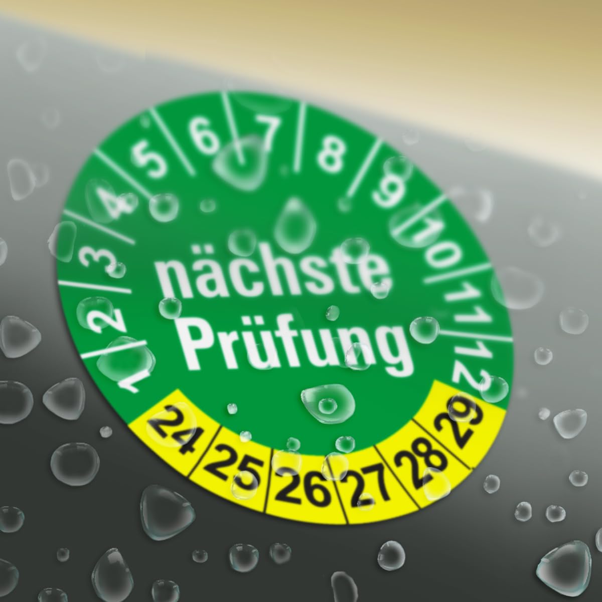 Hochwertige Prüfetiketten FD-6 NÄCHSTE WARTUNG Ø 30mm - Selbstklebende PVC-Folie - Wartungsetiketten für Prüfung - Prüfplakette für Prüfungsnachweis (90 Stück)