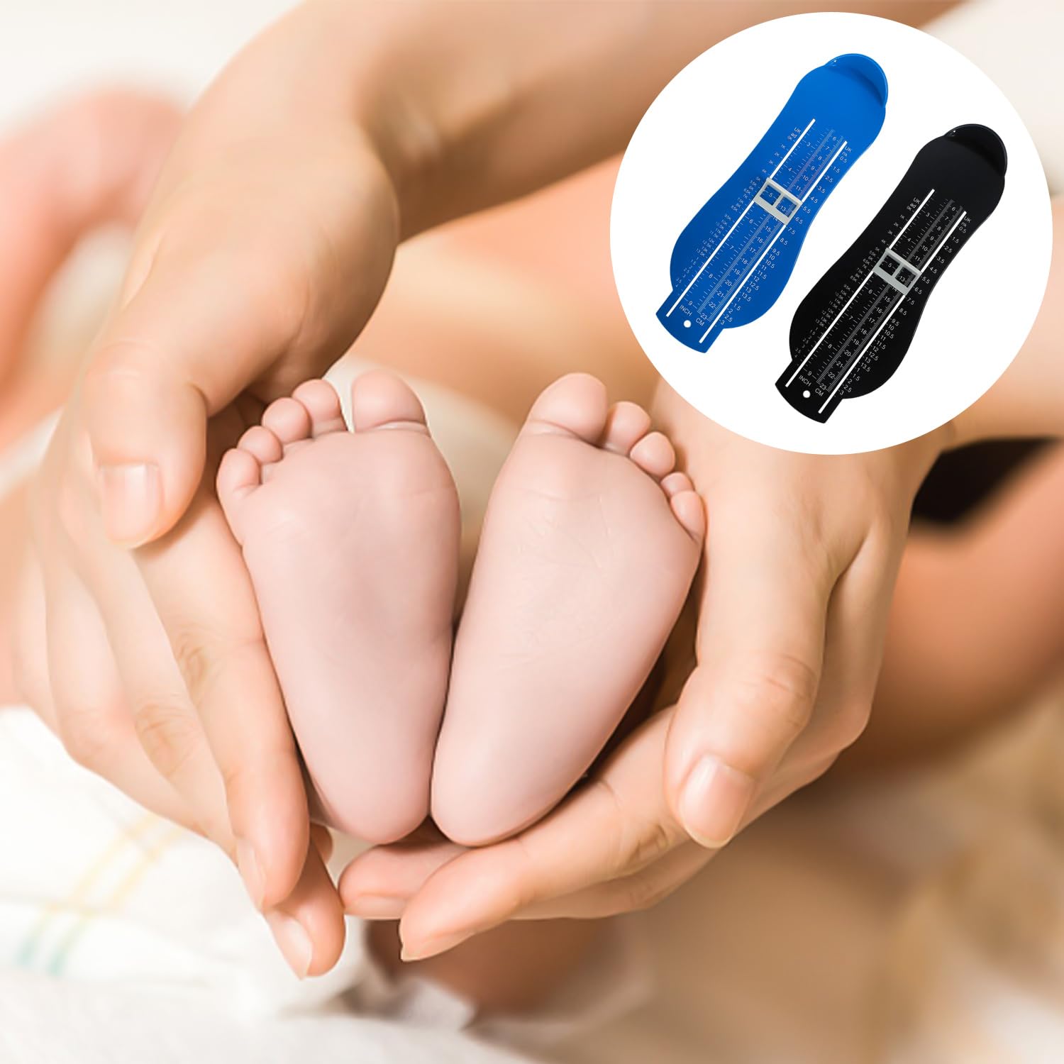 Mesure de la taille et du pied pour enfants, 2 pièces, outil de mesure, longueur du pied (bleu, noir), bleu/noir