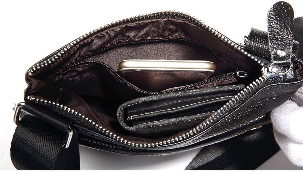 Leather Men's Crossbody Bag Large Capacity Shoulder Sling Bag Multifunction Travel Messenger For Male