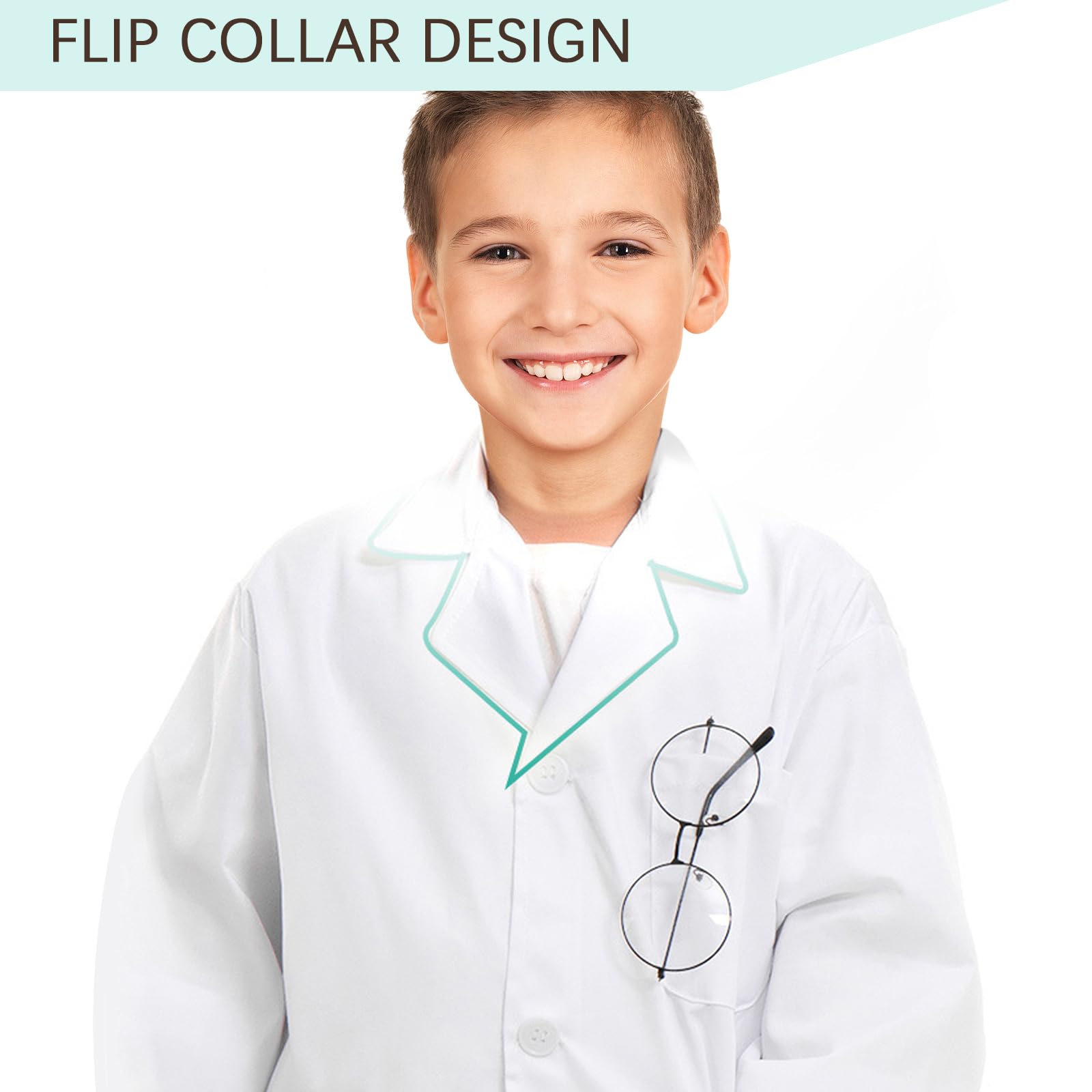 MIVAIUN Kids White Lab Coat, Boys Girls Doctors Coat, Kids Scientist Costume, School Projects (L) - Image 4