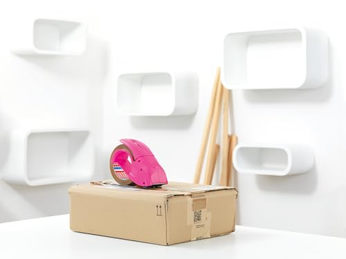 tesa tesapack Abroller Pack' n' Go - Ergonomischer, blauer Handabroller für Paketbänder - Inklusive 50 m x 48 mm Klebeband