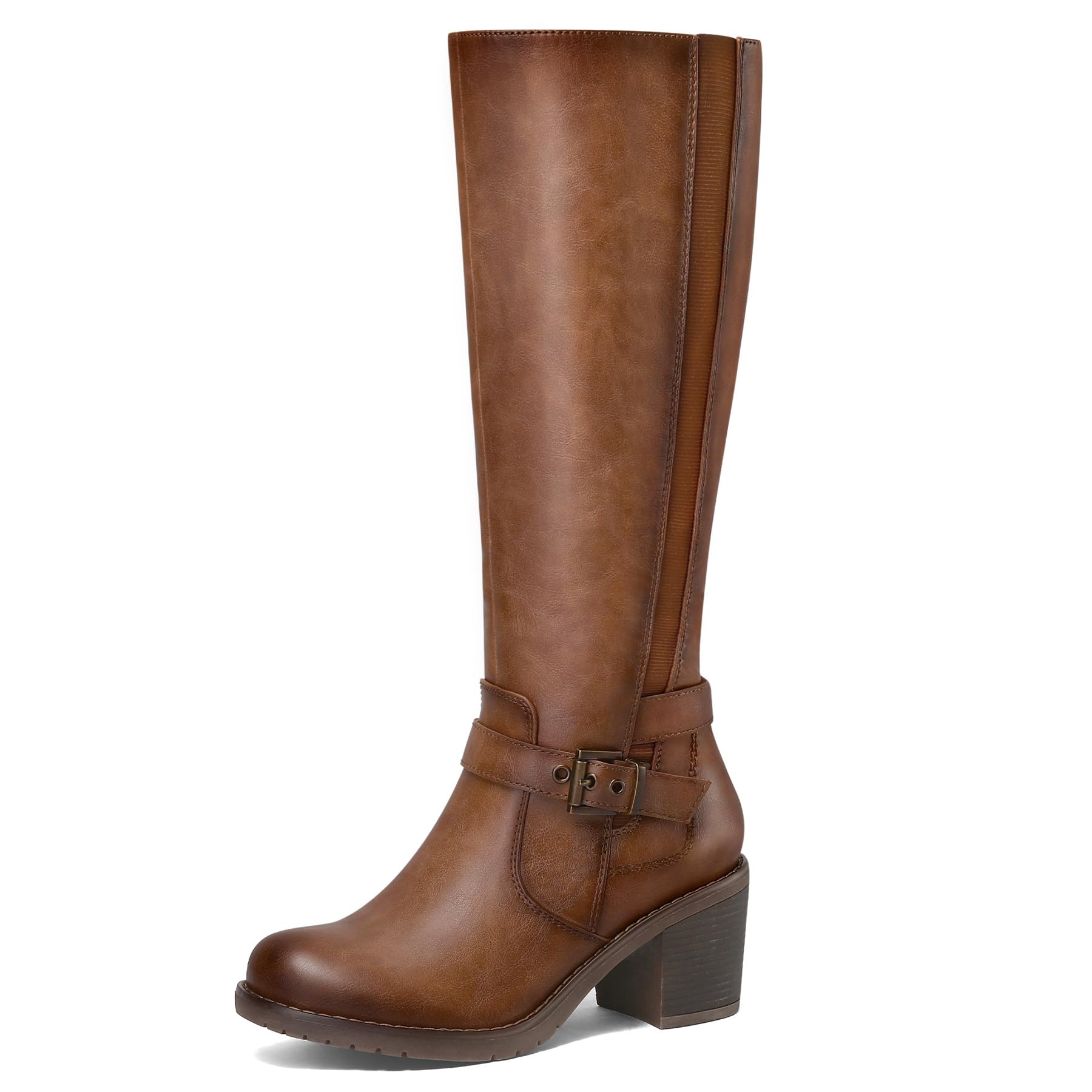 mysoft Womens Knee High Block Heel Boots