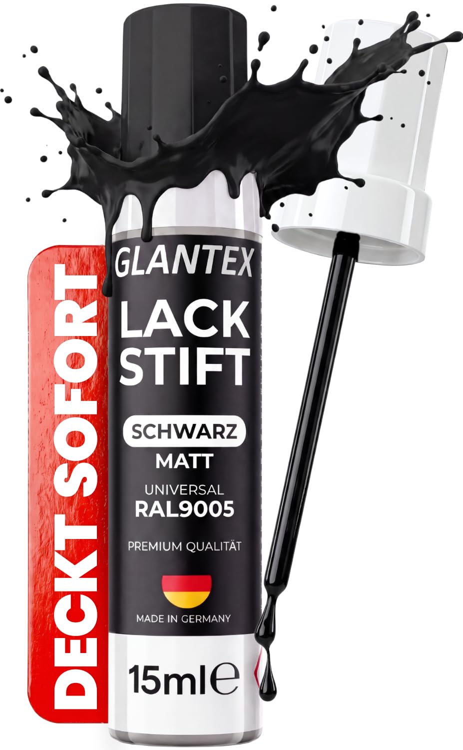 Lackstift Schwarz Matt 15ml RAL 9005 Matt für Felgen, Lackstift für Auto
