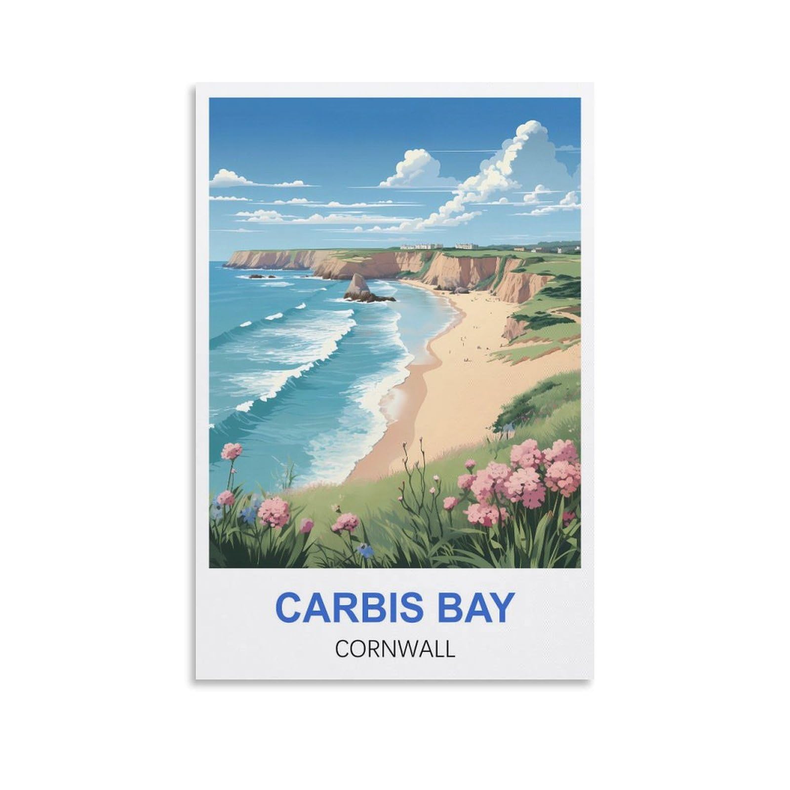 JYICUNCHO Carbis Bay Cornwall Vintage Travel Posters 08x12inch(20x30cm) Canvas Prints Wall Art Paintings Pictures for Living Room Bedroom Wall Decor
