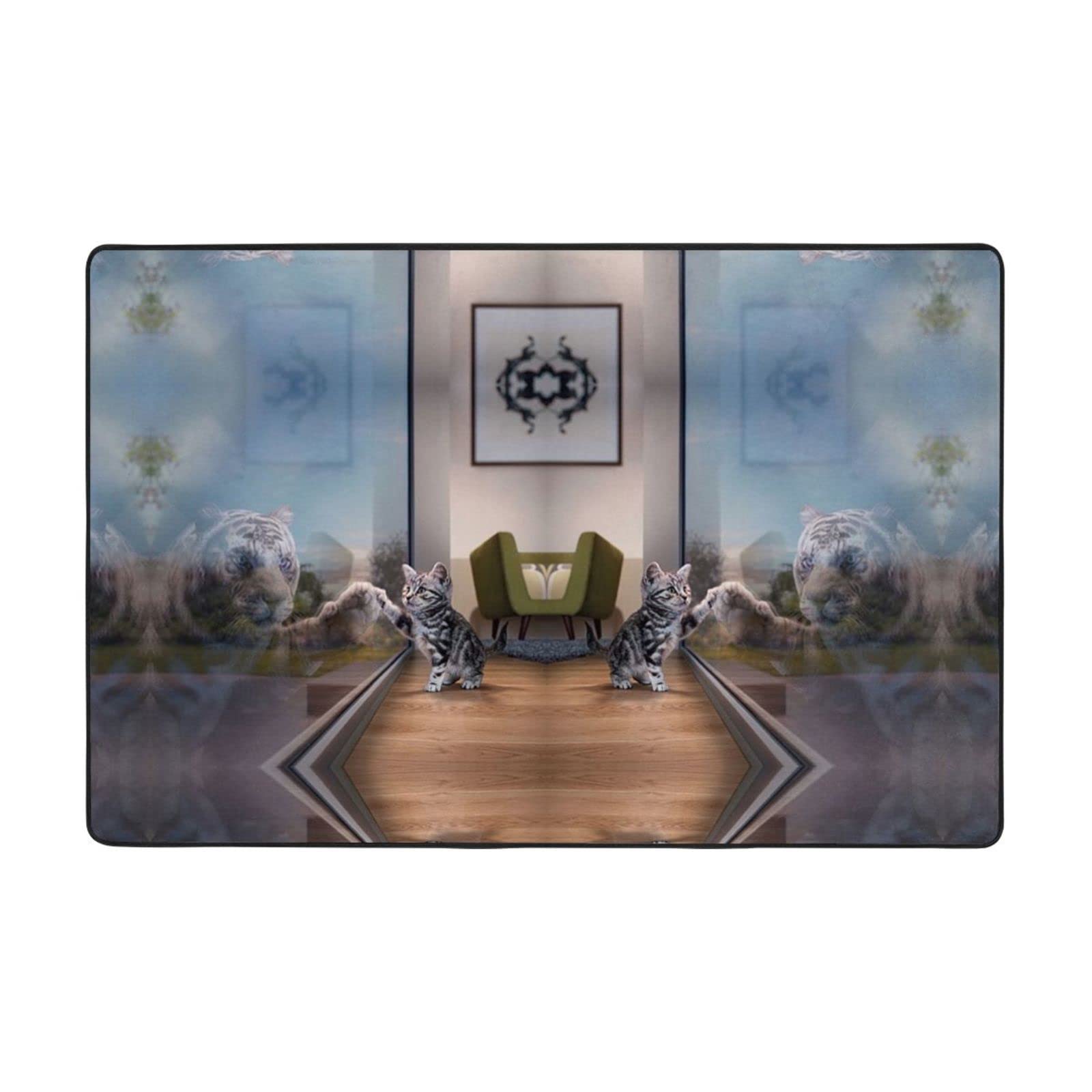 Tapis d'intérieur super doux chat tigre salon chambre cuisine 183x121