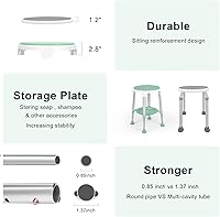 Vista 6 de Shower Chair for Inside Shower, FSA/HSA Eligible Swivel Shower Stool 350lbs, Adjustable Tub Chair and Bathroom Stool with Storage Tray for Seniors