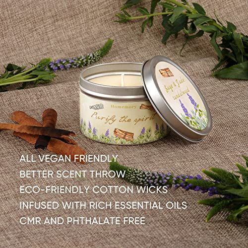 Candles For Home Scented, Sage & Jade Sandalwood Scented Candles To Purify The Spirit, Aromatherapy Candles Stress Relief, All Natural Non-Toxic Soy Candles With Essential Oils, Soy Wax Tin Candle 6Oz #TOP3