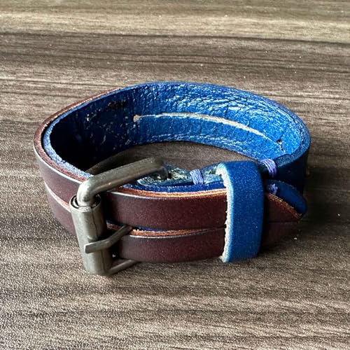 Punk Rock Retro Adjustable Belt Buckle Wristband Split Design Pu Leather Cuff Bracelet3