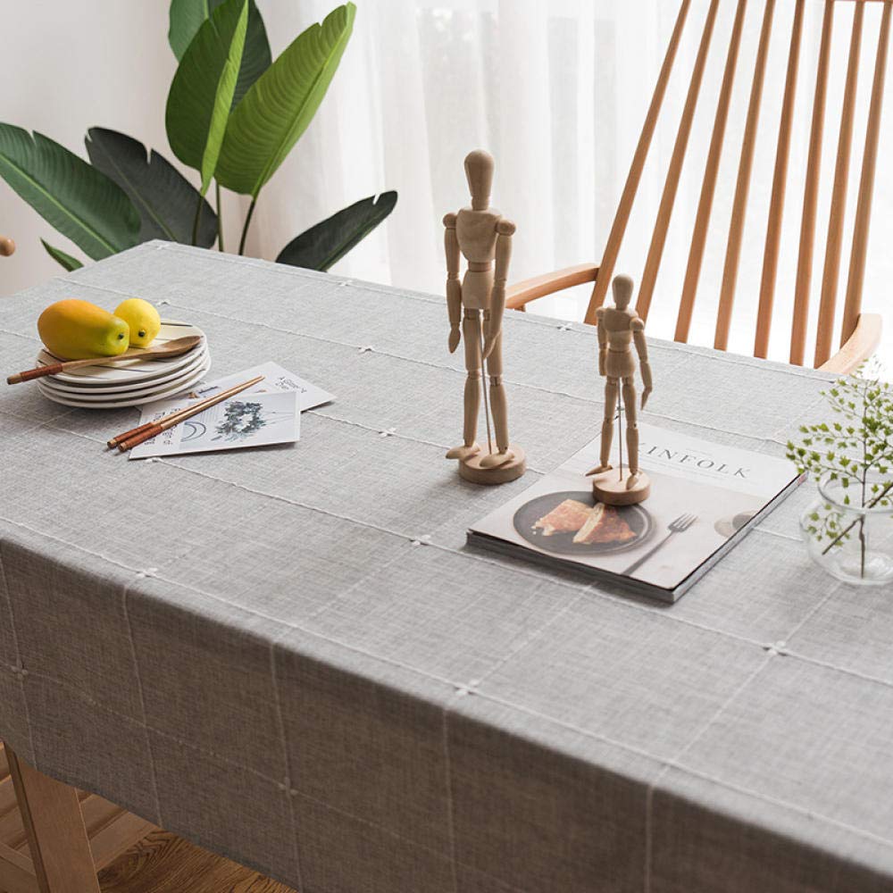 Manteles Mesa Antimanchas Piezas de Colore Lino de Algodón Reutilizable Nórdico Moderno para Cocina Comedor Gris a 135 × 200cm