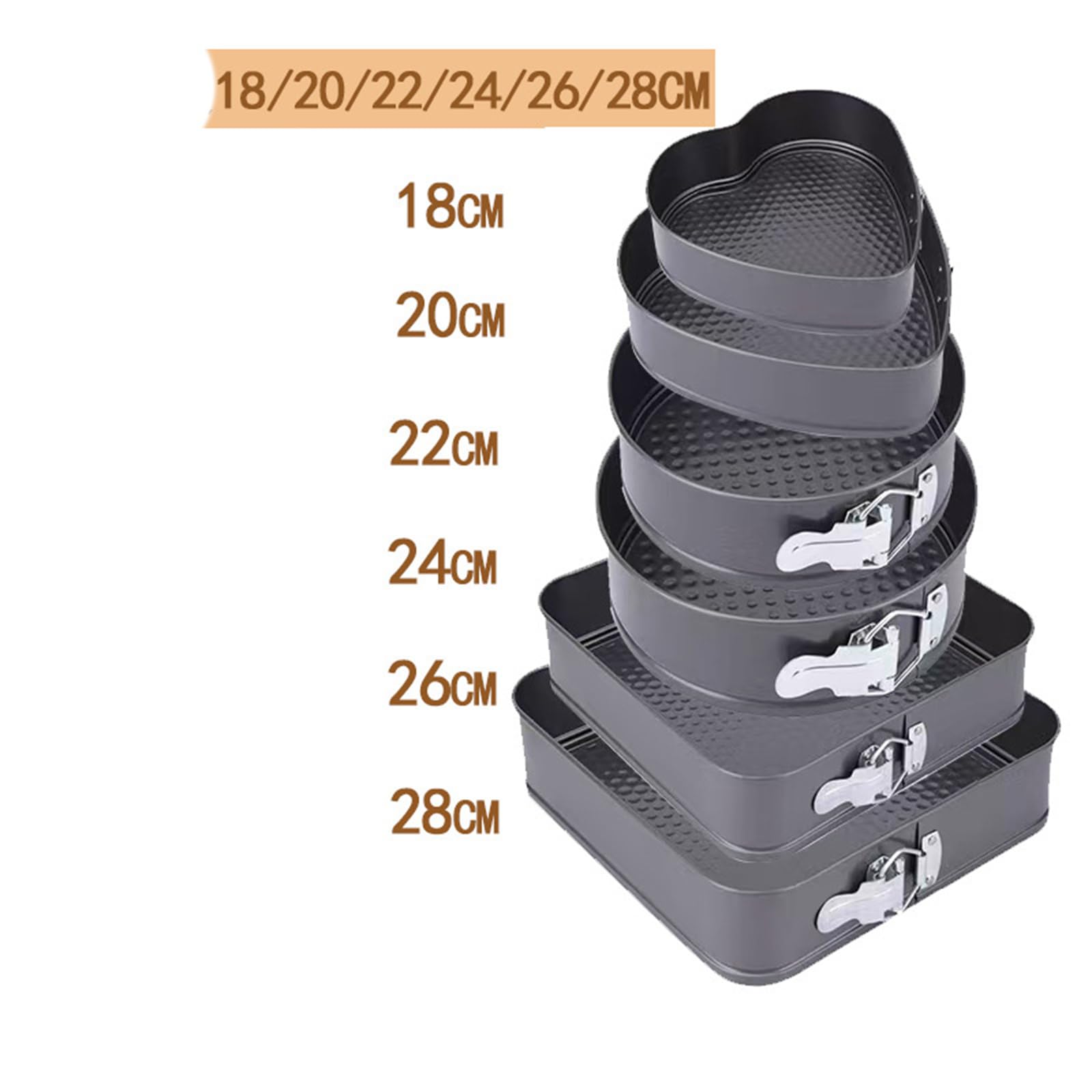 Springform Set Rund Quadratisch Herz Kuchenform Backform Tortenform Blechkuchen Springform (A)