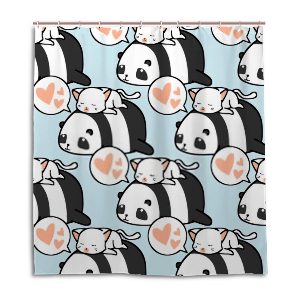 Rideau de douche style dessin animé panda chat pour une salle de bain joyeuse