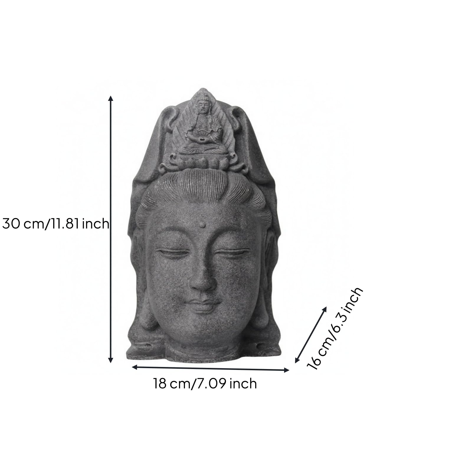 Escultura Budista Textura Piedra Escultura en Relieve Gris Figura Decorativa para Jardín, Patio, Buda C