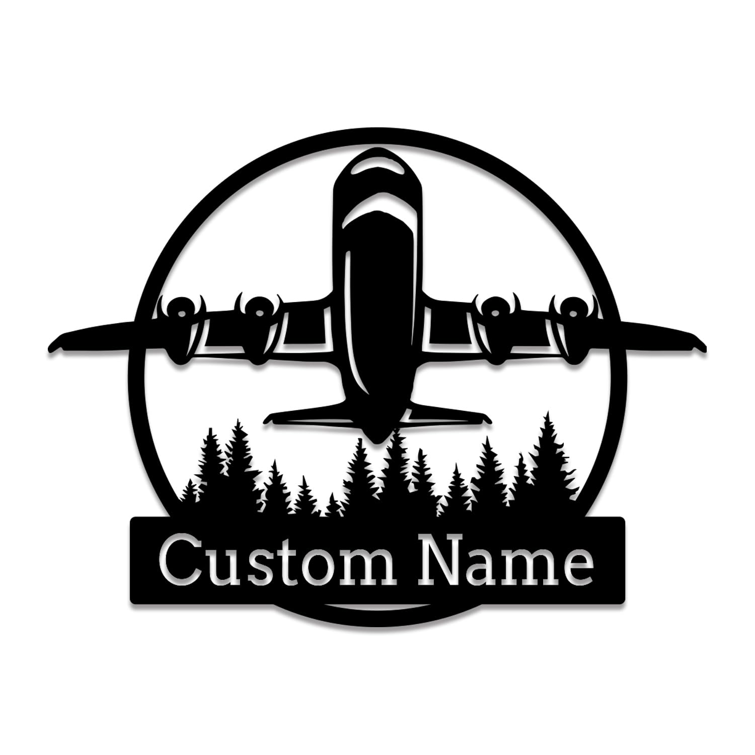 Houdoum Black Outdoor Custom Airplane Metal Wall Art, Personalized Pilot Name Sign, Aircraft Hangar Decor,Plane Metal Monogram Name Sign,Custom Airplane Metal Wall Art, Airforce Housewarming Gifts (Style B)