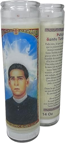 Miniatura 8 de veladora de rezo Santo toribio Romo Patrono de los inmigrantes oración en español al reverso veladora blanca sin aroma