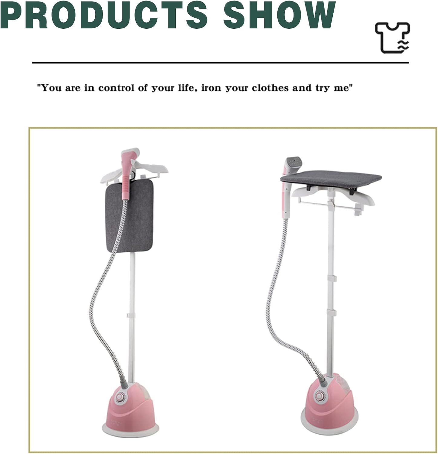 Clothes Garment Steamer Upright 2000W Fabric Steamer for Clothes Heavy Duty Hanging Clothes Steamer, 10 Steam Levels, 1.6L Water Tank, with Ironing Board Hangers,Pink (Blue)