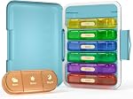 Weekly Pill Organizer 4 Times a Day, 7 Day Pill Box 4X, Portable for Travel Pill Case for Pills/Vitamin/Fish Oil/Medication/Supplements (4x7 Blue)