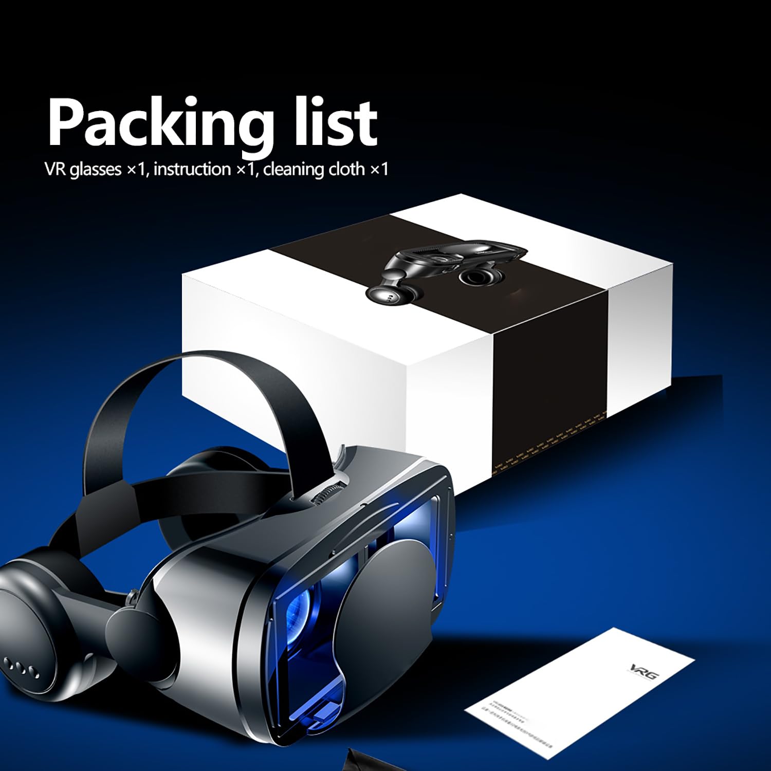 Occhiali 3D VR per smartphone con cuffie, cuffie per realtà virtuale, lenti HD anti-luce blu, IPD e messa a fuoco regolabili, compatibili con iPhone e Android (5-7"), cuffie VR per film e giochi (con)