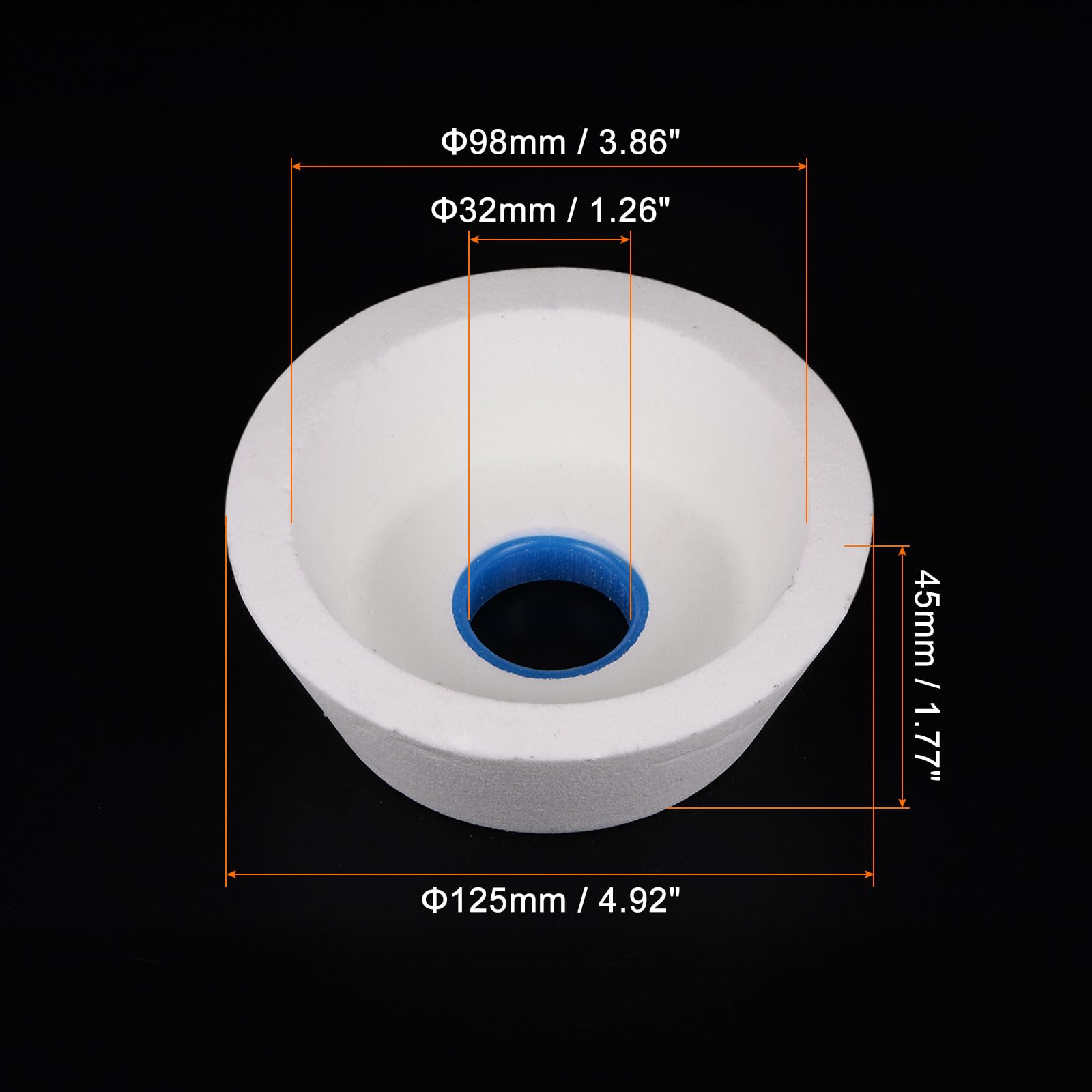sourcing map Mola a 5 pollici 120 granelle in ossido di alluminio tazze abrasive, corindone bianco per acciaio temprato, rettificatrice