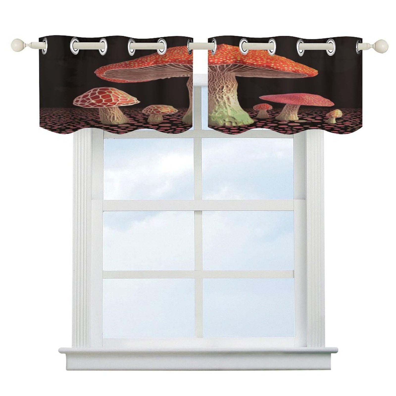 Fekiloot Style Mushroom Short Curtains Valance Curtain