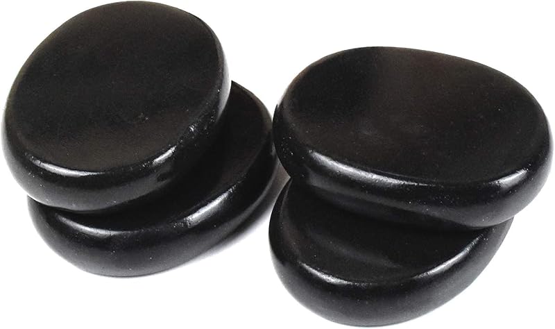 Juego de 4 piedras de masaje calientes, piedra calentadora de basalto natural para masaje de spa, 2,36 x 3,14 pulgadas (6x8 cm)