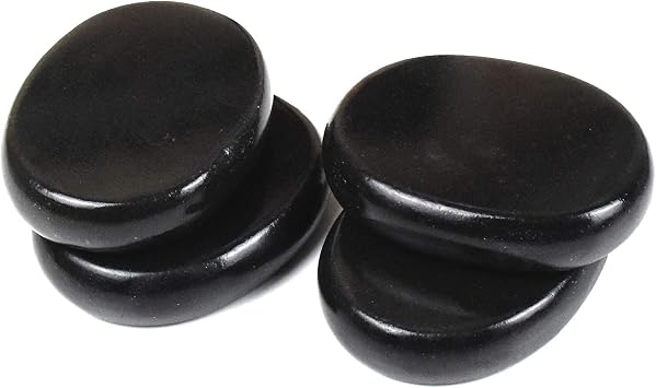 4Pcs Hot Massage Stones Set Natural Basalt Heated Warmer Stone for Spa Massage 2.36 x 3.14in 6x8cm