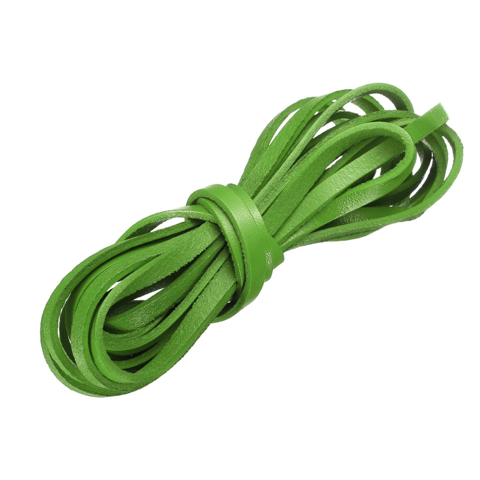 sourcing map Flat Leather Cord, 3.3 Yard 5mm Leather String Strips Lacing for DIY Crafts Making Bracelet Purse Strap, Grass Green โ image 1