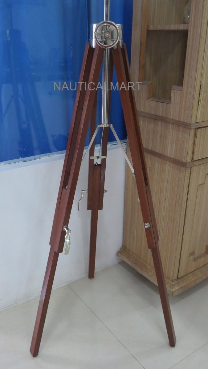 NauticalMart Adjustable Wooden Tripod Floor LAMP Stand