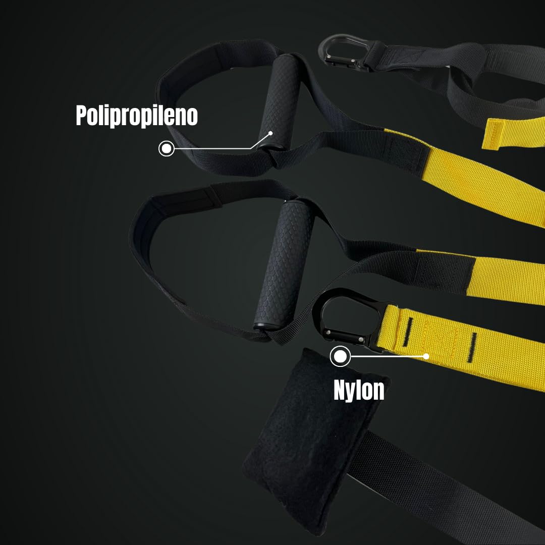 TRX Entrenamiento en casa Kit, 226 kg de Carga Máxima, Anclaje Puerta, Cuerdas de suspensión Pro, Bolsa de Almacenamiento, Fortalecedor, Aumenta Resistencia, Multifunción.