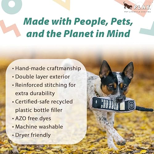 Miniatura 4 de P.L.A.Y. Bonitos juguetes de peluche para perros, con temática clásica de los años 90, juguete masticable, duradero, chirriante, arrugado, ideal