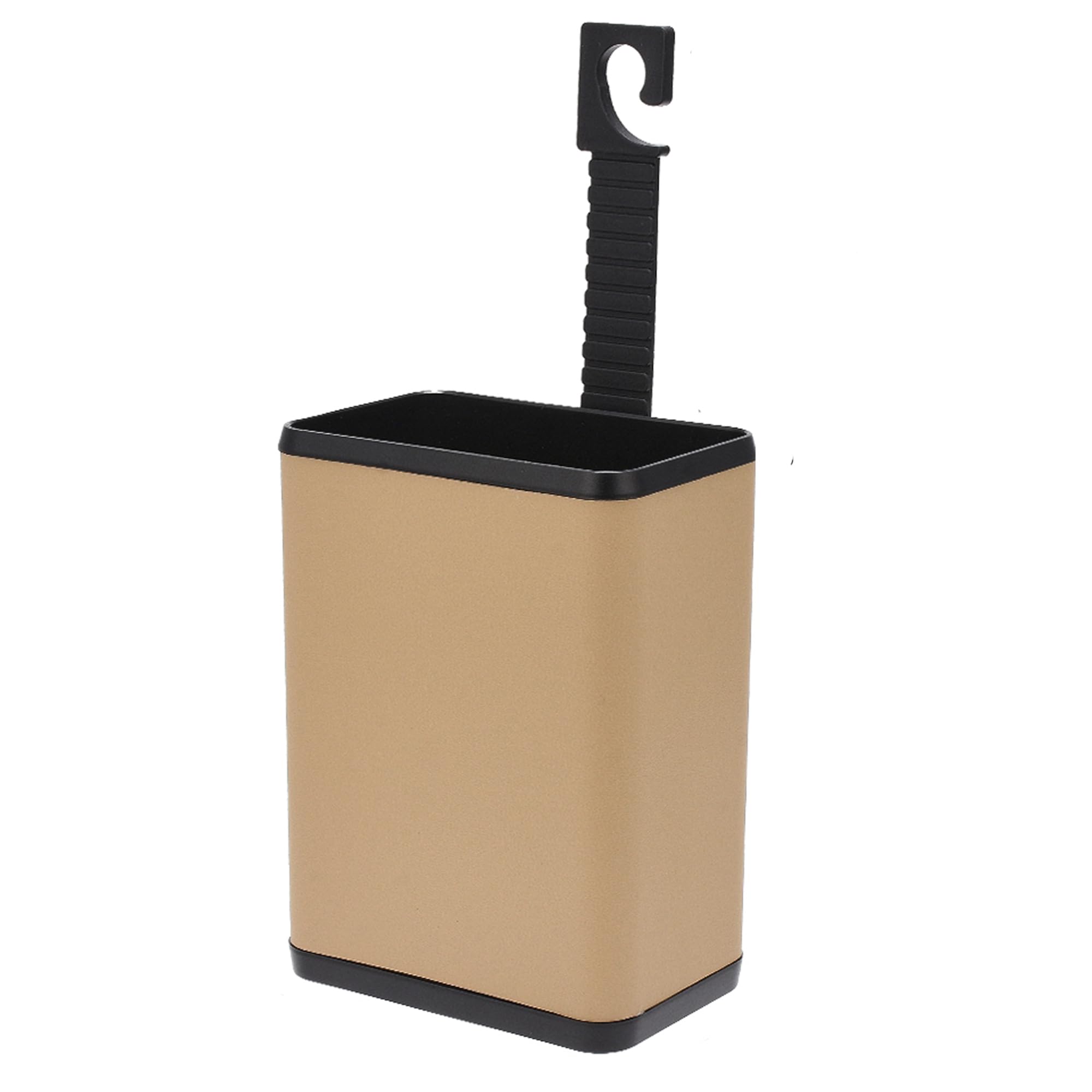 AuMoHall Mini Car Trash Can Multifunctional Car Mounted Garbage Bin Storage Box with Back Clip and Hanging Hook for Car Door Back Seat, Beige