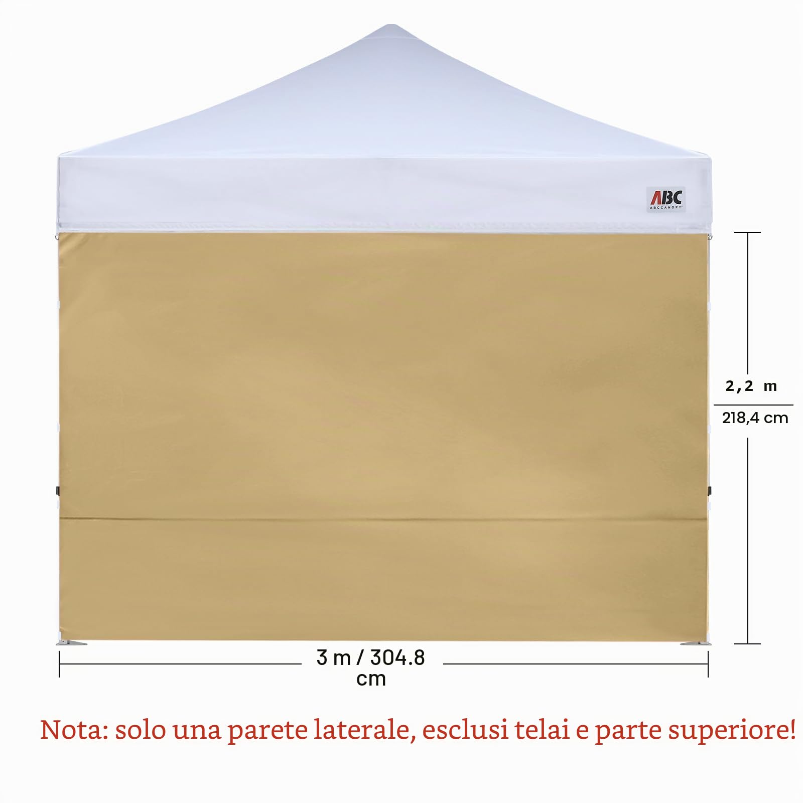 ABCCANOPY - Gazebo istantaneo SunWall, 3,05 x 3,05 m, contiene solo 1 parete laterale, colore: beige
