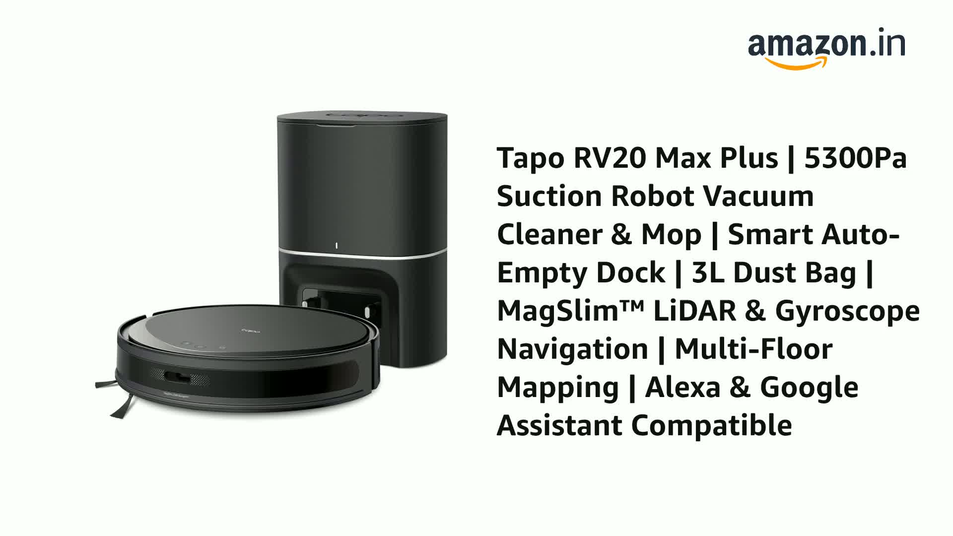 TP-Link Tapo RV20 Max Plus|5300Pa Suction Robot Vacuum Cleaner