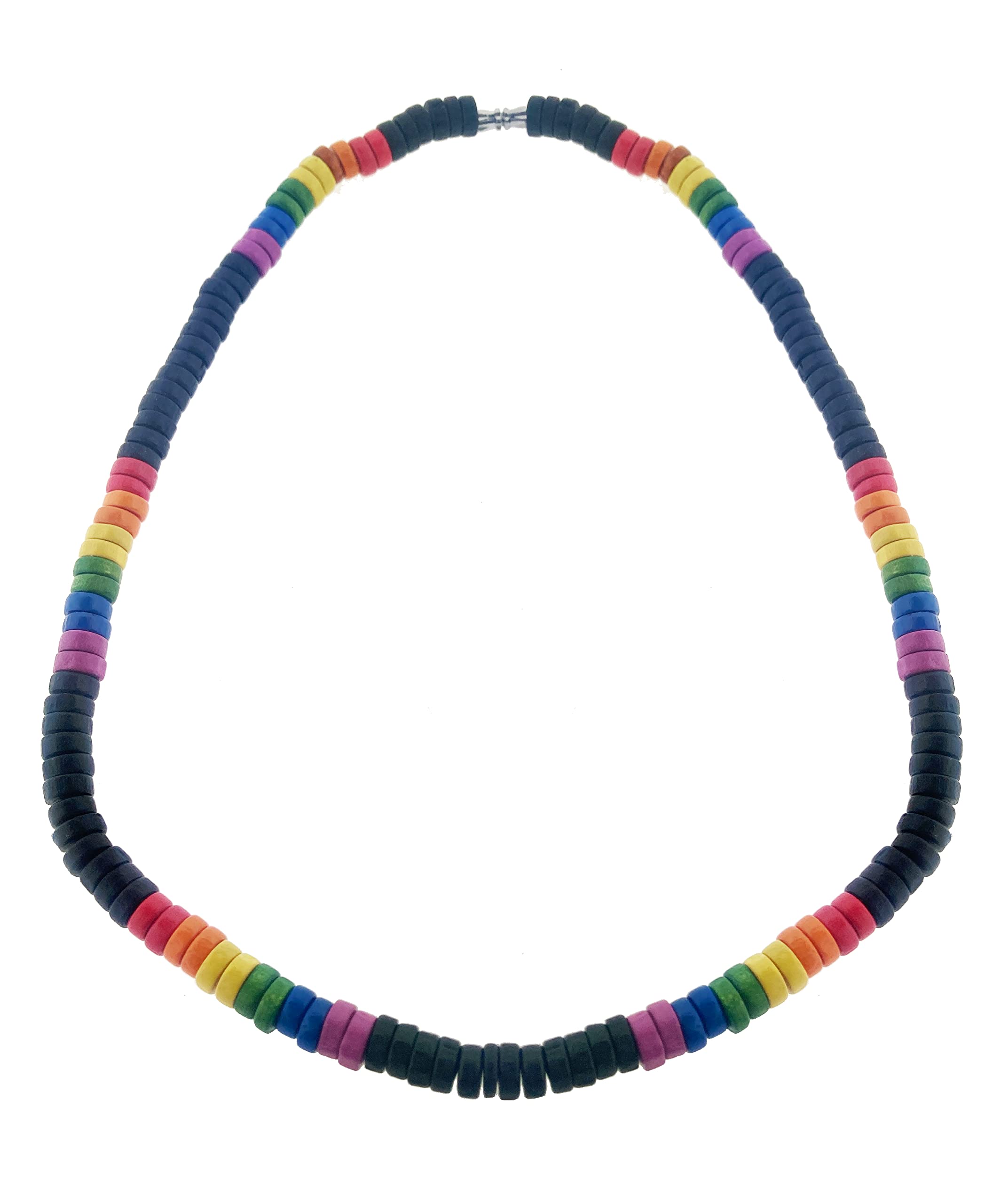 Generic(1) One Rainbow and Black Gay Pride Bead Necklace - Gay & Lesbian Pride Parade Beads/Puka Necklace. LGBTQ Jewelry