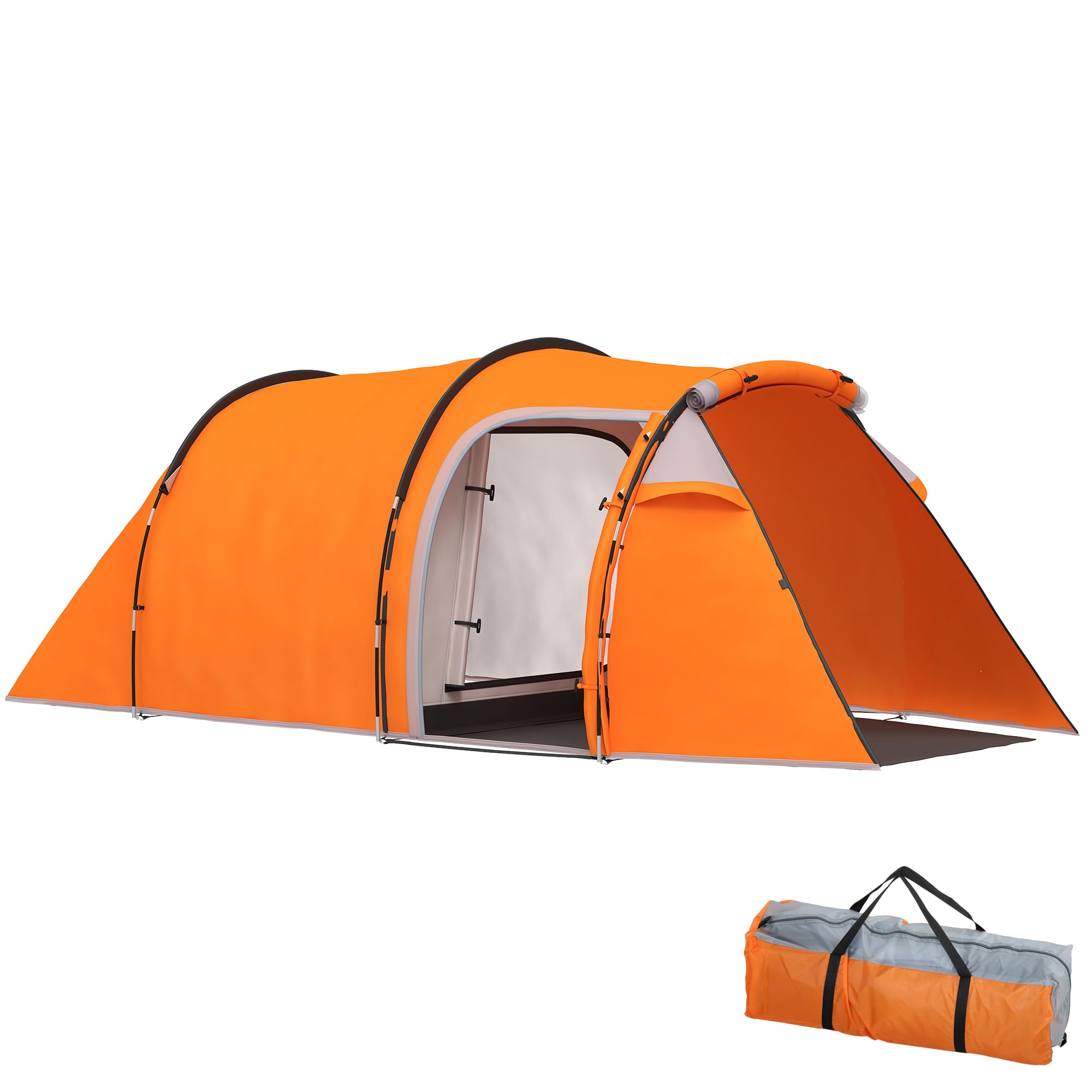 Outsunny Tunnelzelt für 2-3 Personen, Campingzelt mit Vorraum Lampenhaken 2000mm Wassersäule, Wasserdicht Familienzelt, Gruppenzelt für Camping Reise Trekking Garten