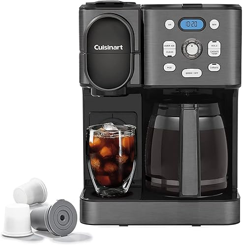 Miniatura 4 de Cuisinart Cafetera de 12 tazas, jarra de vidrio de una sola porción, máquina automática de café caliente y helado, control de fuerza de preparación