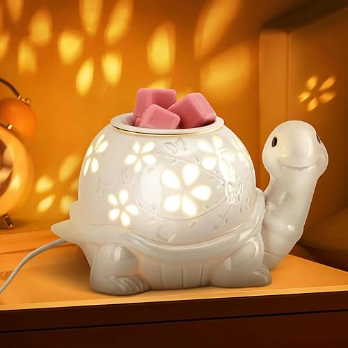 LESES Calentador eléctrico de cera derretida, calentador de cera de cerámica de tortuga para cubos de cera perfumada, derretidor de cera de vela con