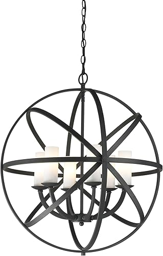 Z-Lite 6017-6L-BRZ Colgante de 6 luces, marco de acero mate de la sombra del ópalo