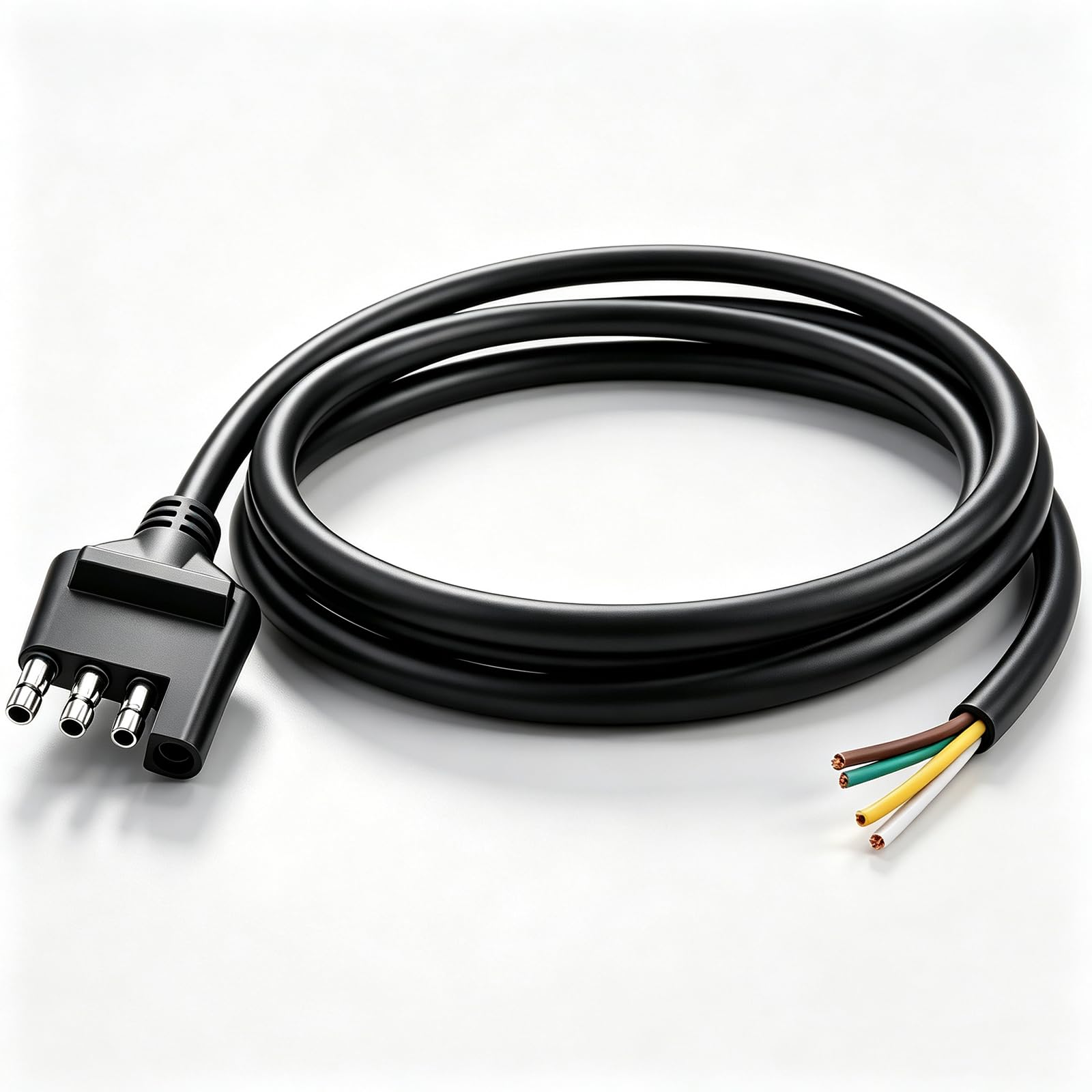 5 ft/1.5m 4-Way Trailer Wiring Harness,18AWG 4-Pin Flat Trailer Wire Extension Connector