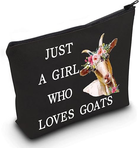 LEVLO Bolsa cosmética divertida de cabra regalo para amantes de los animales, solo una chica que ama las cabras, bolsa de maquillaje con cremallera,