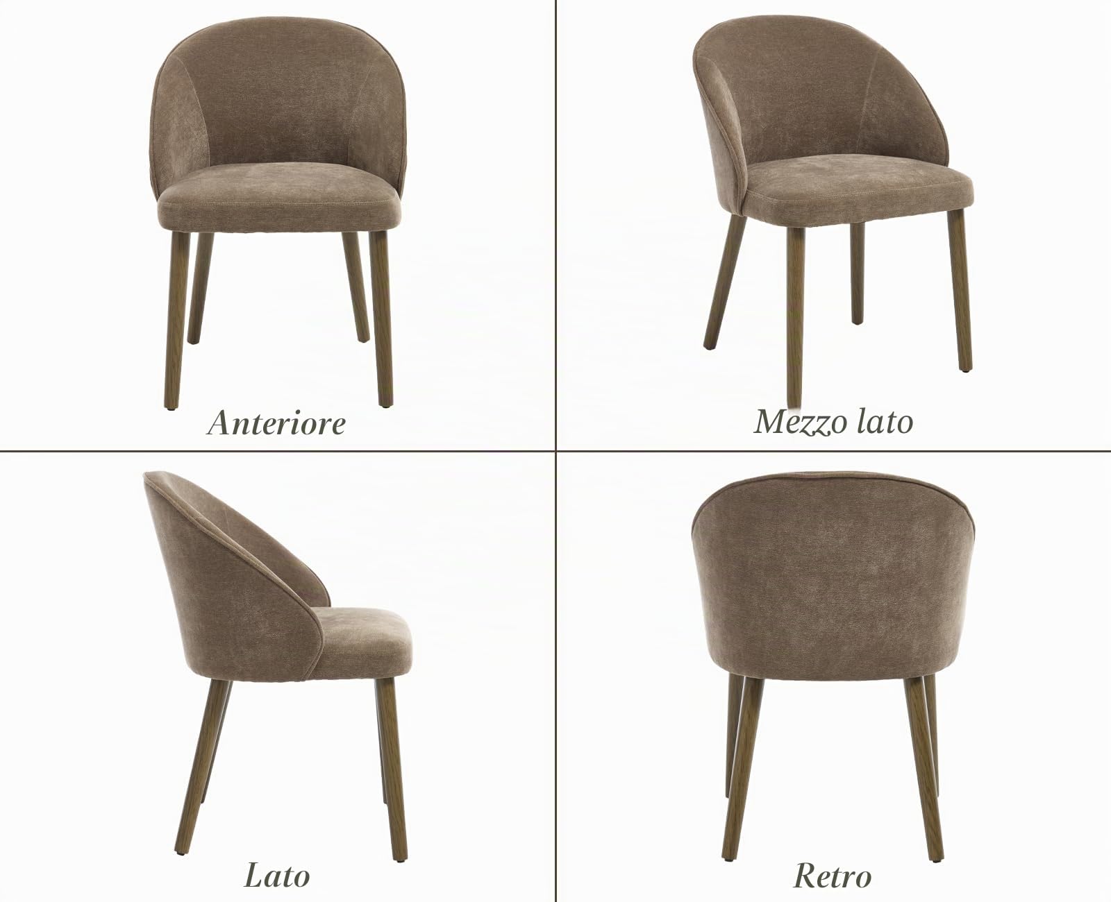 Set di 2 Sedie Sala da Pranzo Moderne per Cucina, Marrone