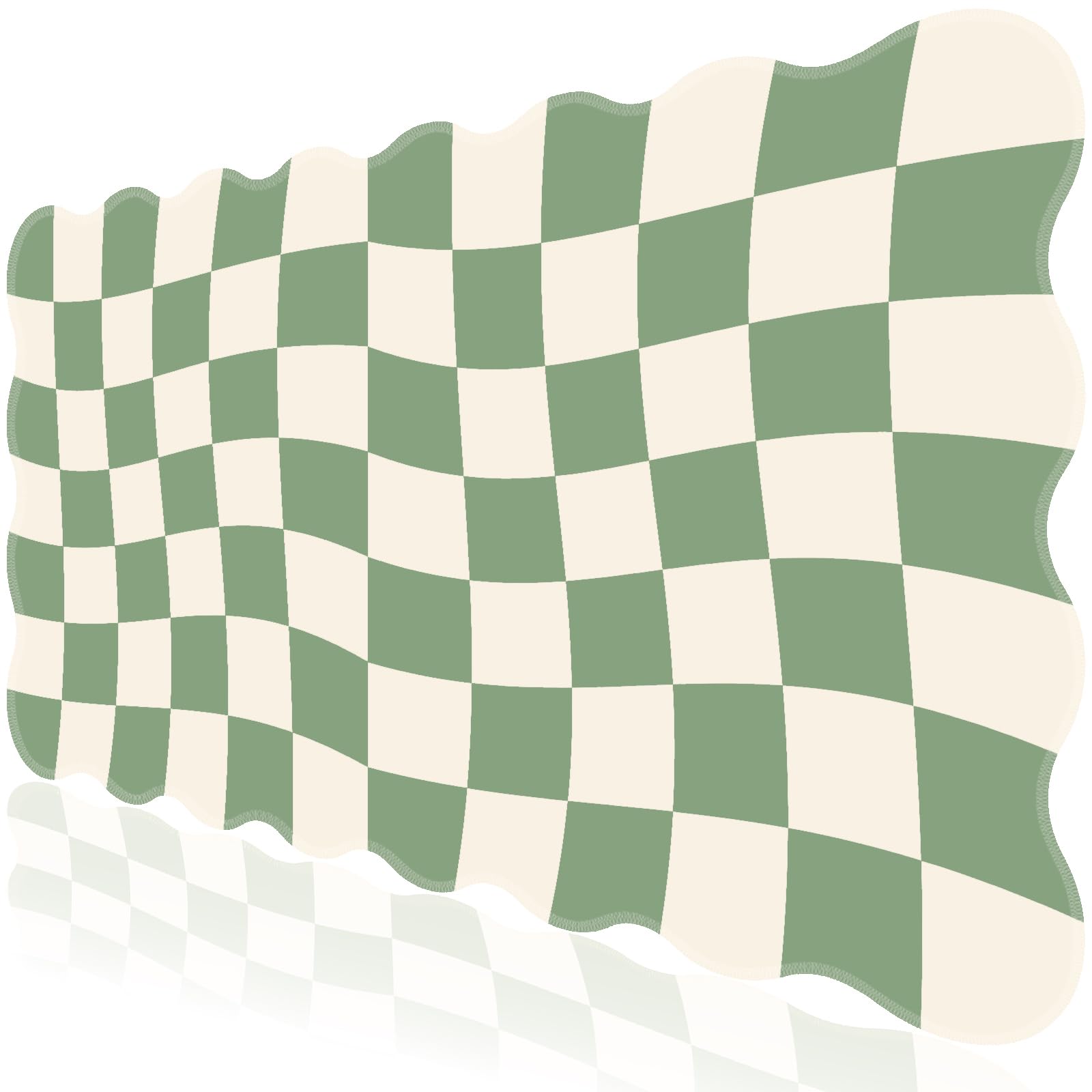 L-SPOUTTO Green Mouse Pad,Geometric Desk Mat XXL Large Scalloped Gaming Mousepad,35.4x15.7in Non-Slip Rubber Base Keyboard Pad Waterproof Desktop Mat