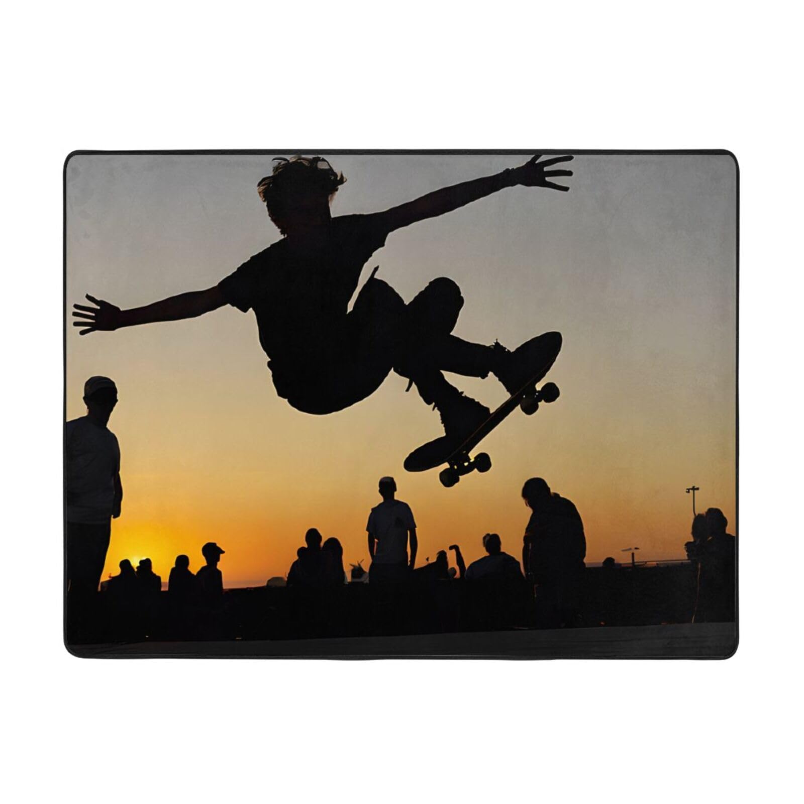 YAGEZI Skateboard Rug,Non-Slip .It Is Very Suitable for High-Flow Areas Such As Living Room,Bedroom and Home Office.63x48in., White