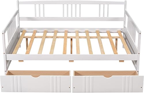 Miniatura 118 de Merax Sofá cama individual con listones de madera, soporte moderno sofá cama con rieles, tamaño individual, blanco marfil Marfil blanco,Espresso