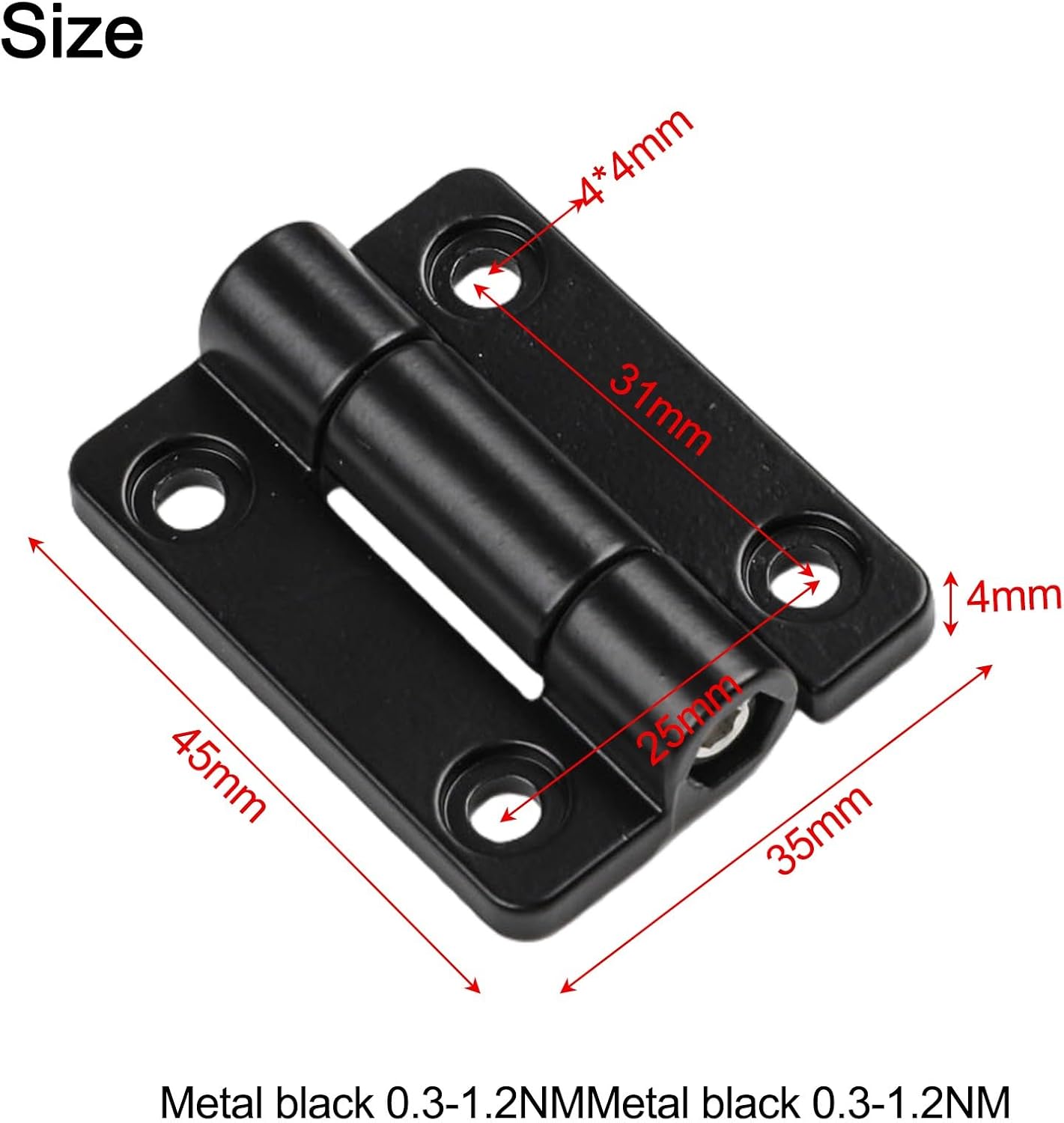 4-Pack Adjustable Torque Damping Hinge, Zinc Alloy Stop Positioning Flat Hinge with 360 Degree Rotation for Furniture Cabinet Door Window and Industrial Equipment, Black or Silver