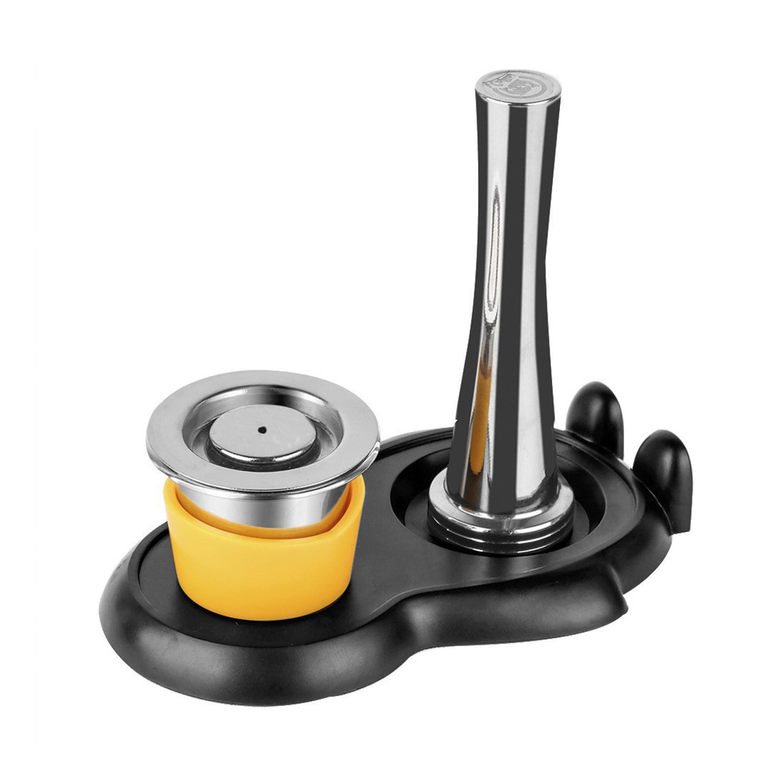 PANGBOER Press Tamper Stainless Steel Espresso Coffee Tamper Hammer Flat Base Suitable for Coffee Capsuled Machine Capsuled