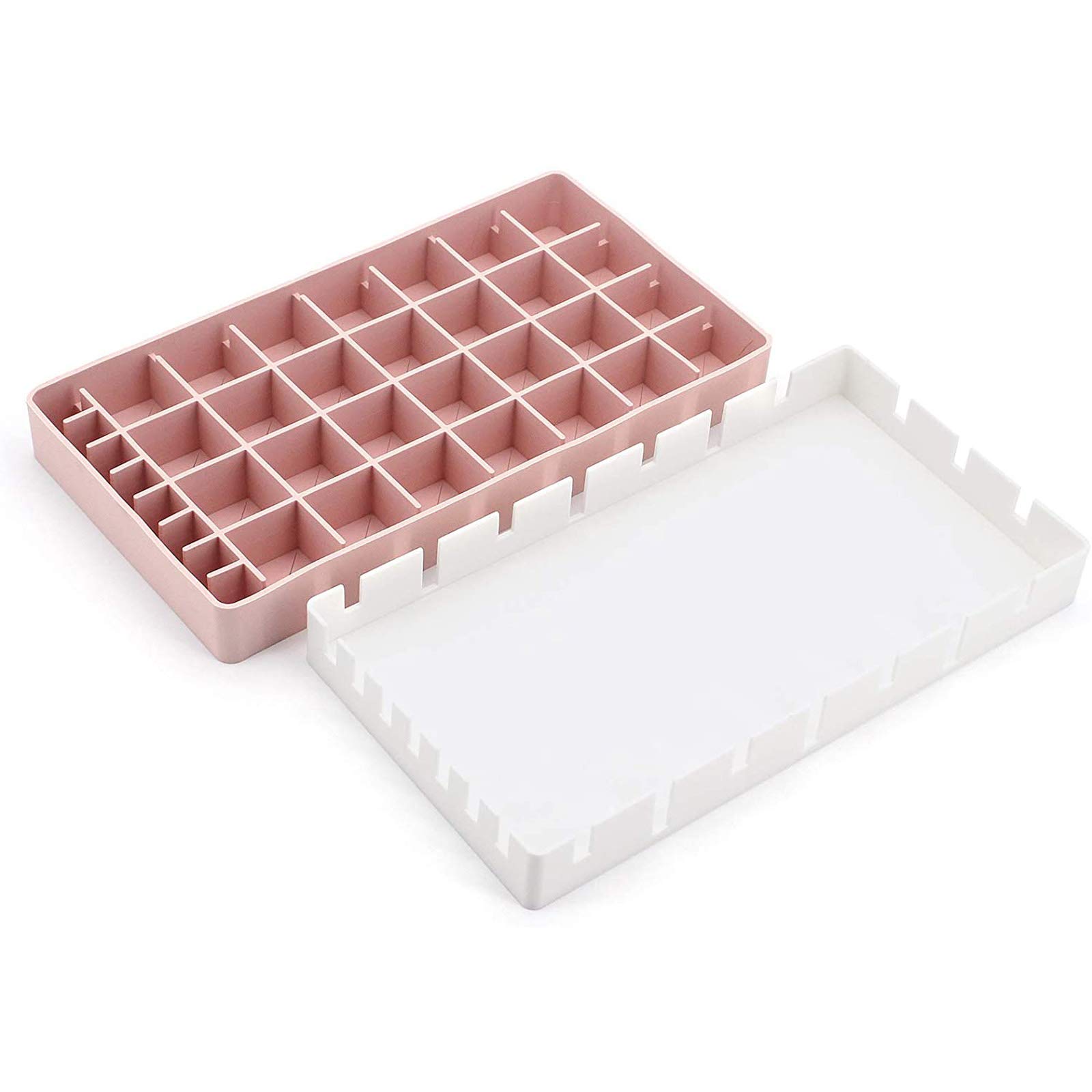 HEWADY Lipstick Holder, Makeup Storage Solution, 36-Lattice Silicone Lipstick Display Rack, Multicolored Eyebrow Pencil and Make-up Brush Organizer Container,Pink